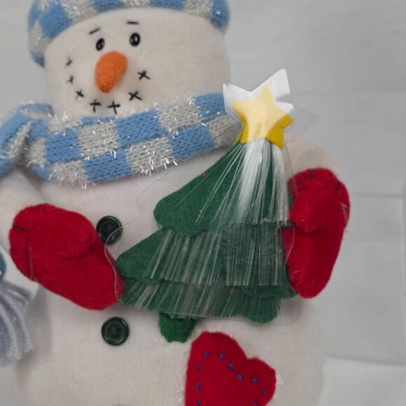 Snowman Plush w/ Blue Scarf & Light-Up Feature - Picture 2 of 5